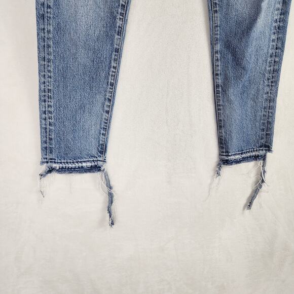 Moussy Vintage Maywood Tapered Jean Women 27 Blue Distressed Denim Button Fly - Picture 6 of 9